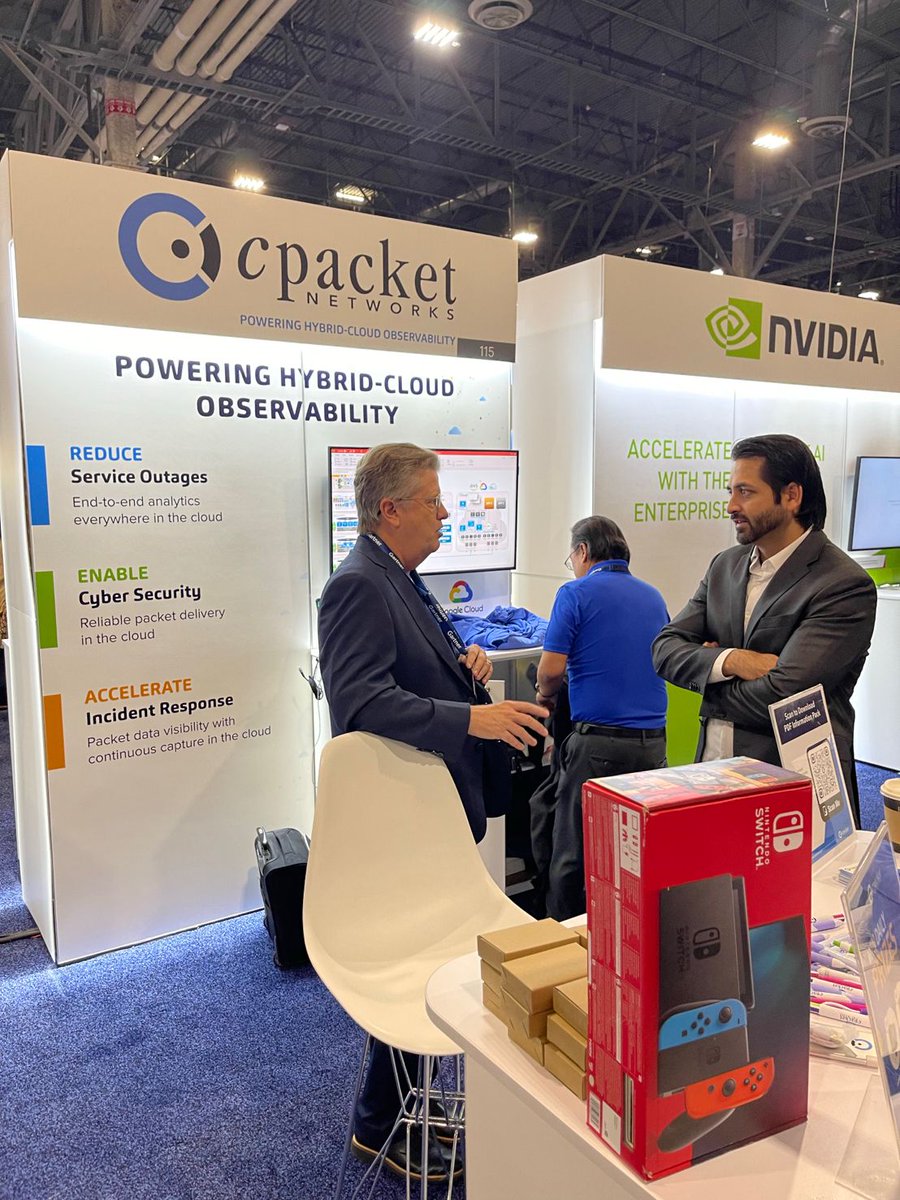 cPacket's tweet image. Day one at #Gartner #IOCS at #cPacket booth.