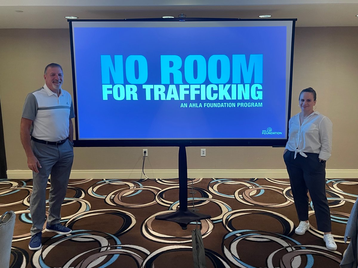 AHLA's tweet photo. Fighting human trafficking requires all eyes and ears to identify, report and prevent victimization. Attendees at #HTNEXT today had the opportunity to join @AHLAFoundation in developing No Room for Trafficking materials for the vendor community. https://t.co/lxdBsoe3ER