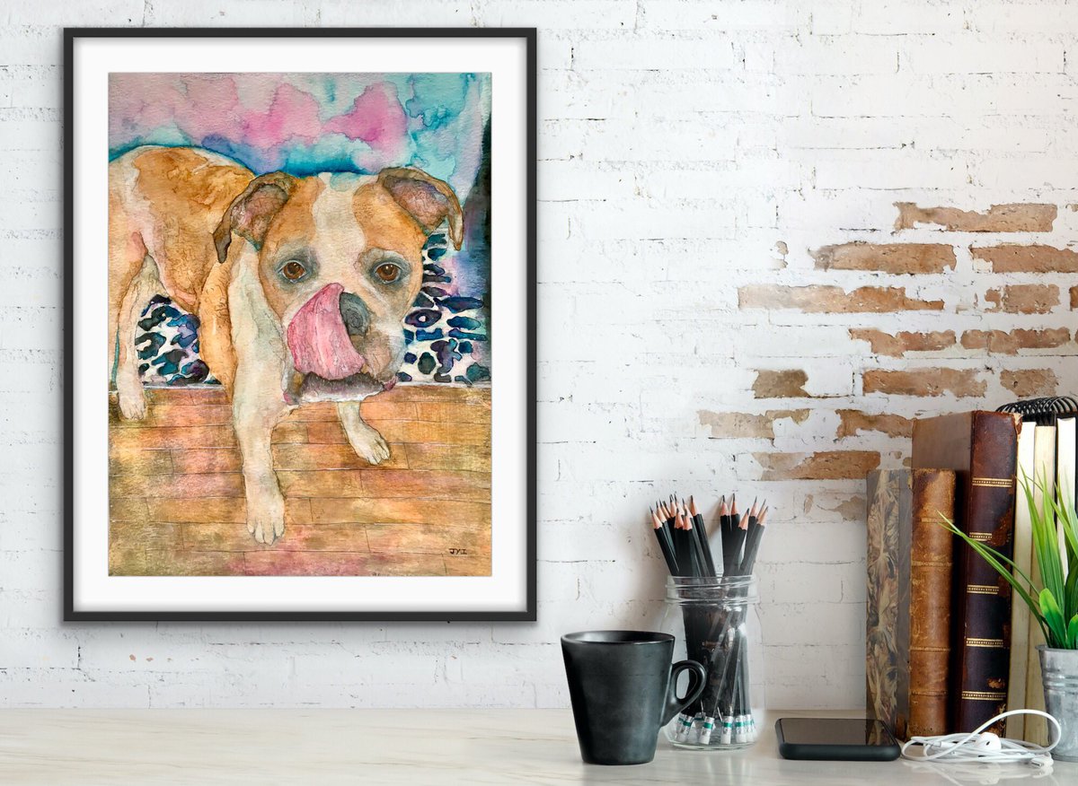 Jyistar's tweet photo. “American Bulldog” Watercolor painting by JYIArtworks. Commissioned piece. Prints https://t.co/XngosL4RvI https://t.co/8r85gyjTbx