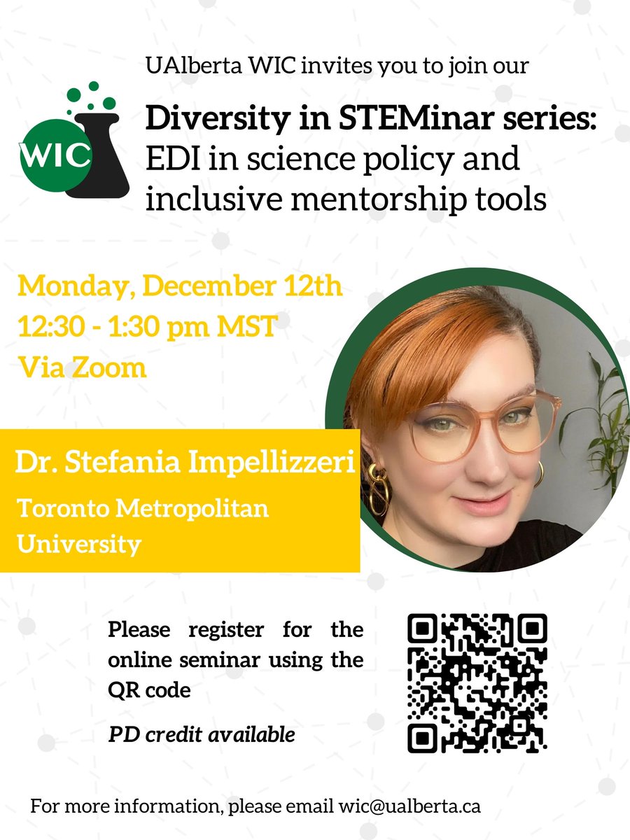 Don't forget to join us online on Monday for our STEMinar with @SfnImpellizzeri! #Chemistry #diversity #ualberta <a href="/ualbertachem/">UAlberta Chemistry</a>