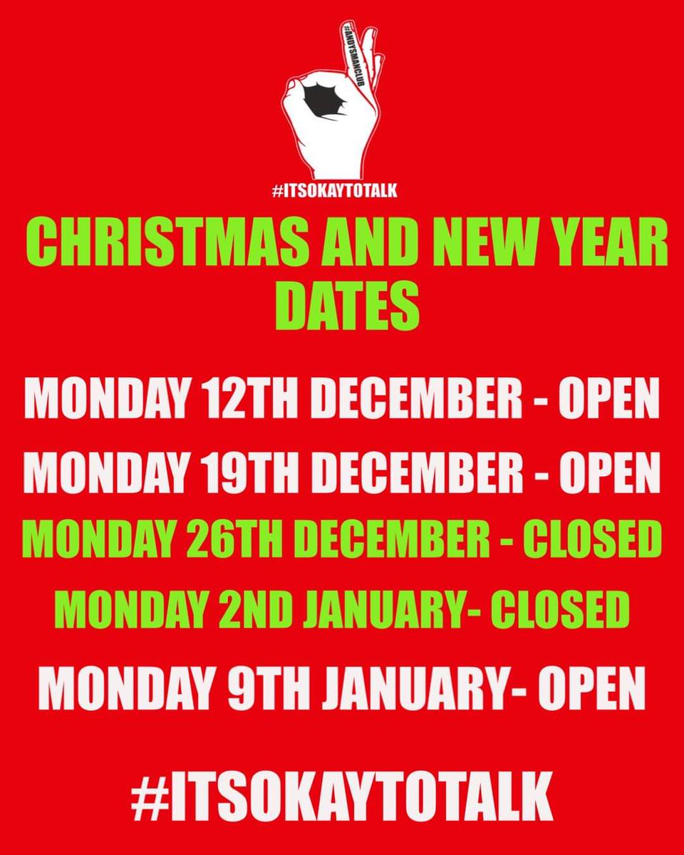 Here are our Christmas Opening dates. As usual we will be closed on bank holidays and we will be reopening on 9th January.

We are arranging a walk and talk and details for this will be announced soon