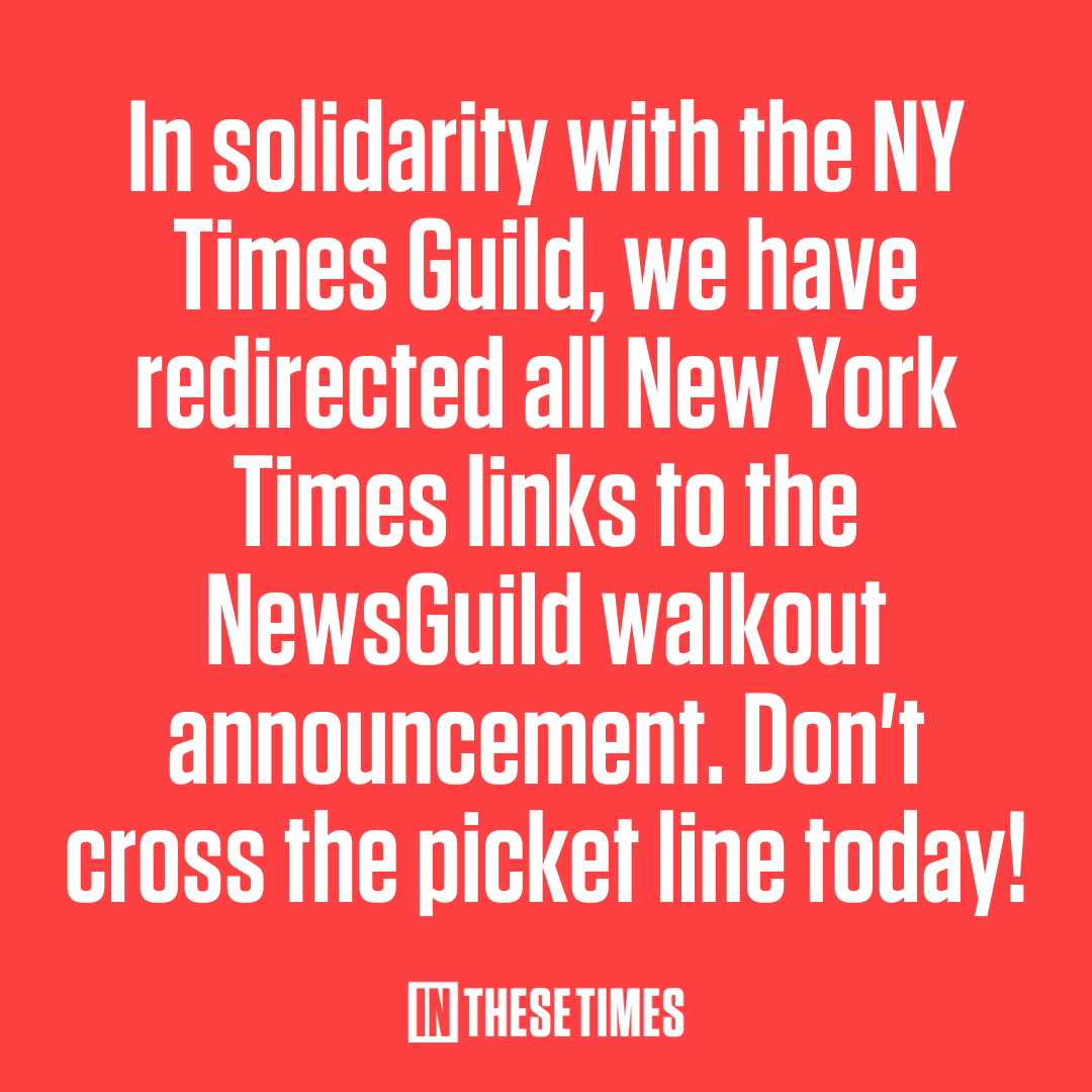 In solidarity with <a href="/NYTimesGuild/">NYTimesGuild</a>, we have redirected all <a href="/NYTimes/">The New York Times</a> links to the <a href="/NewsGuild/">The NewsGuild-CWA</a> walkout announcement. Don't cross the picket line today!