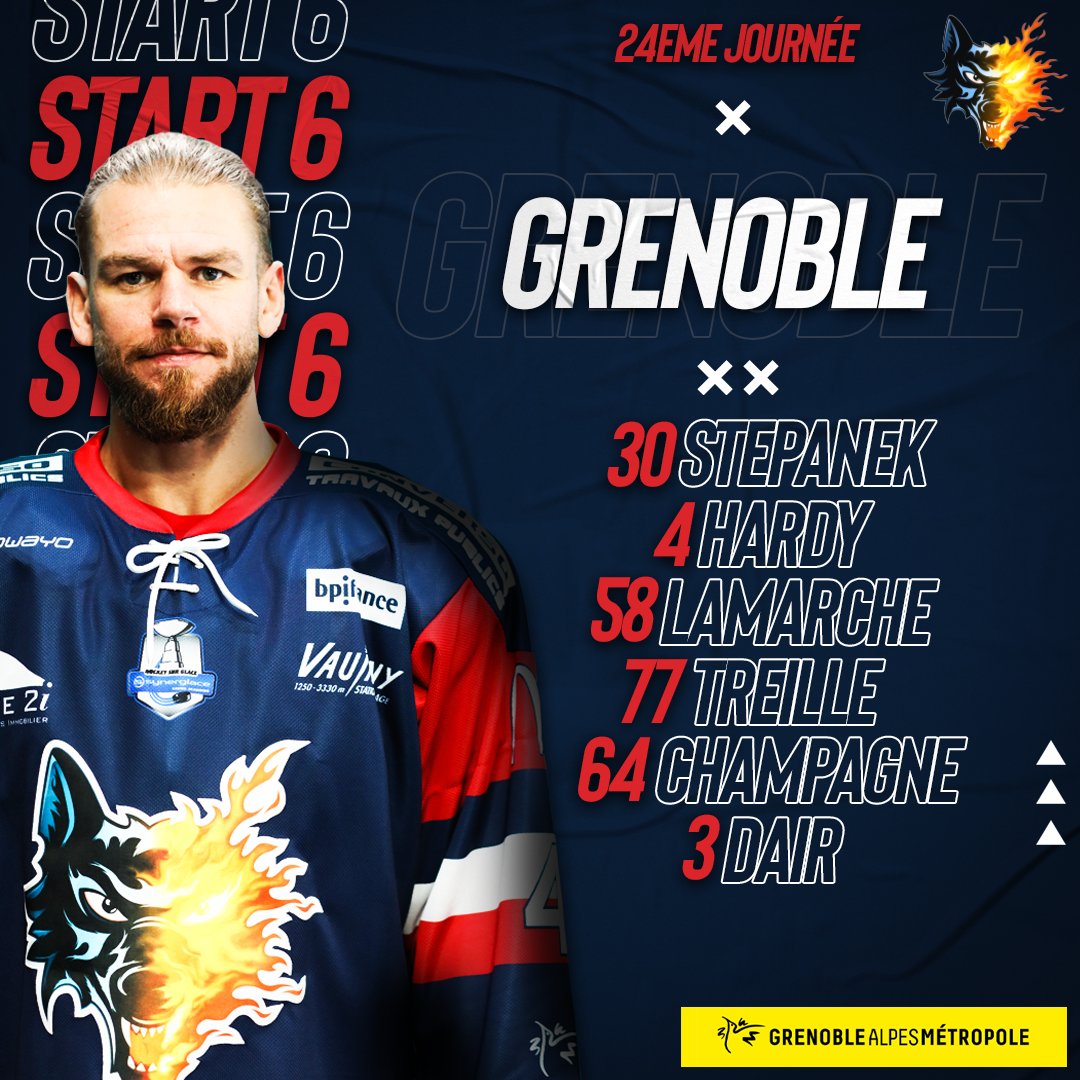 bruleursdeloups's tweet photo. #Start6 Le 6️⃣ de départ face aux Dragons 🔽 https://t.co/dfcQduJVmD