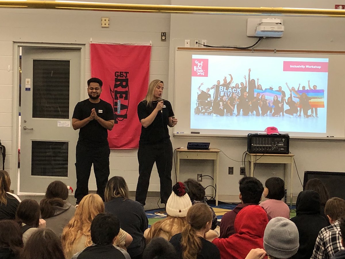 Awesome presentation today for our Grade 7/8s about inclusivity! Thank you @getrealmovement for  being at Queen Mary today!  #support