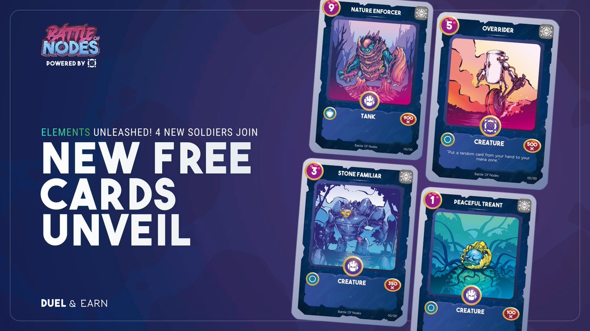 New cards new opportunities! ⚔️

Here are the new 4 creatures joining the free card collection. Let us know which one is your favorite 😍

Our card game will not only be fun, but also competitive with lots of choices in deck building!