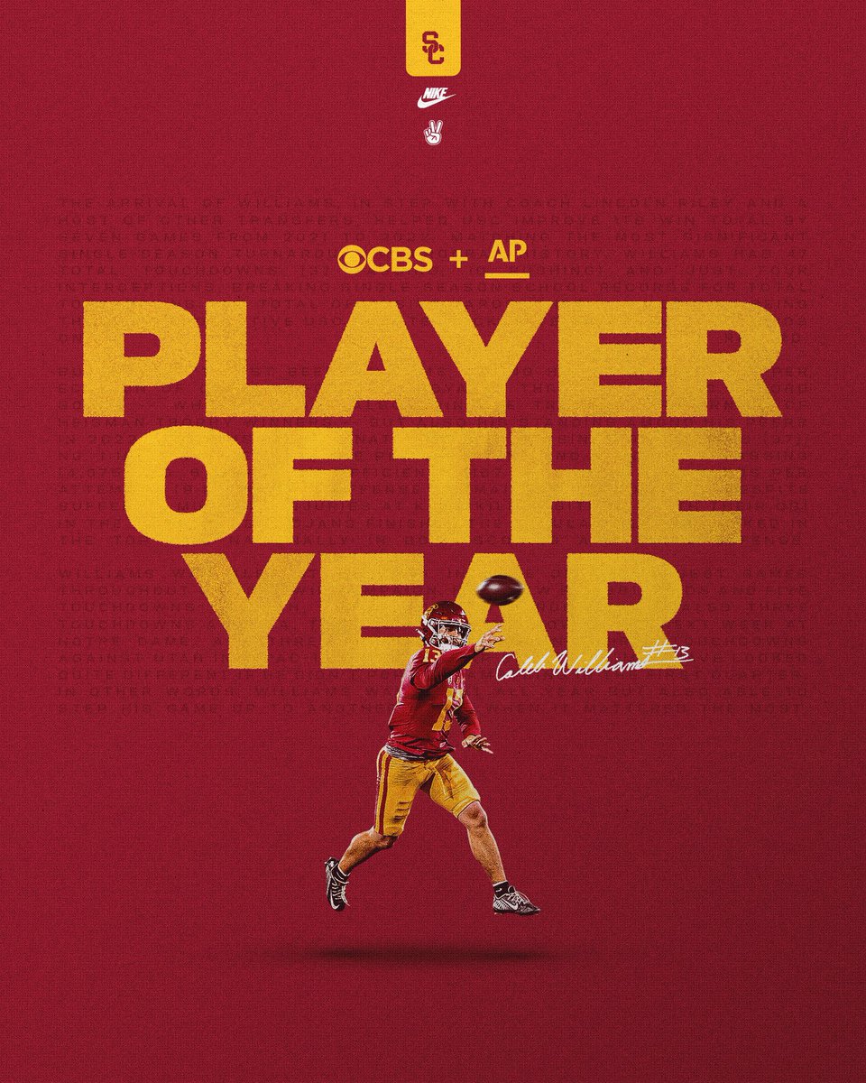 uscfb's tweet image. 𝐇𝐞 𝐢𝐬... @CBSSports’ Player of the Year.

𝐇𝐞 𝐢𝐬... @AP_Top25’s Player of the Year.

𝐇𝐞 𝐢𝐬... Caleb Williams. 😤✌️