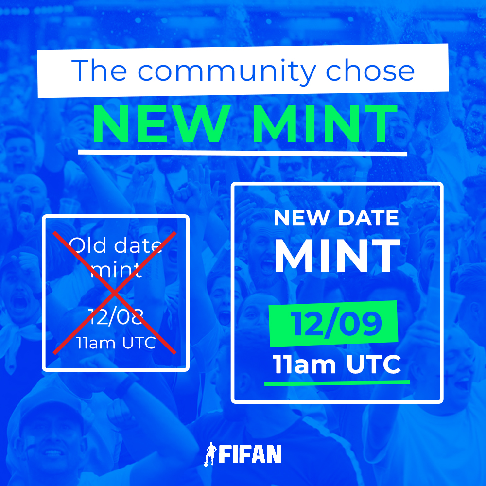 Vox Populi, Vox Dei

Over 400 votes in our pool decided to postpone our mint day to 12/09 - 11:00 am UTC.

All wallets will be added DTC.

FIFAN KEEP STRONG 🫡

#FIFAWorldCup  #Fifan