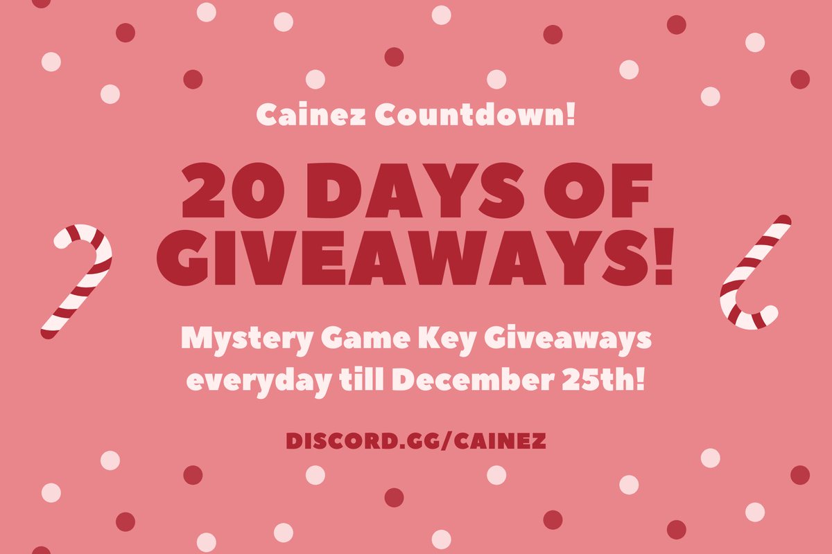 CCainez's tweet image. Incase you didn’t know, I’m doing a 20 days of giveaways in my discord! Feel free to come join and maybe win a mystery key! 🎄