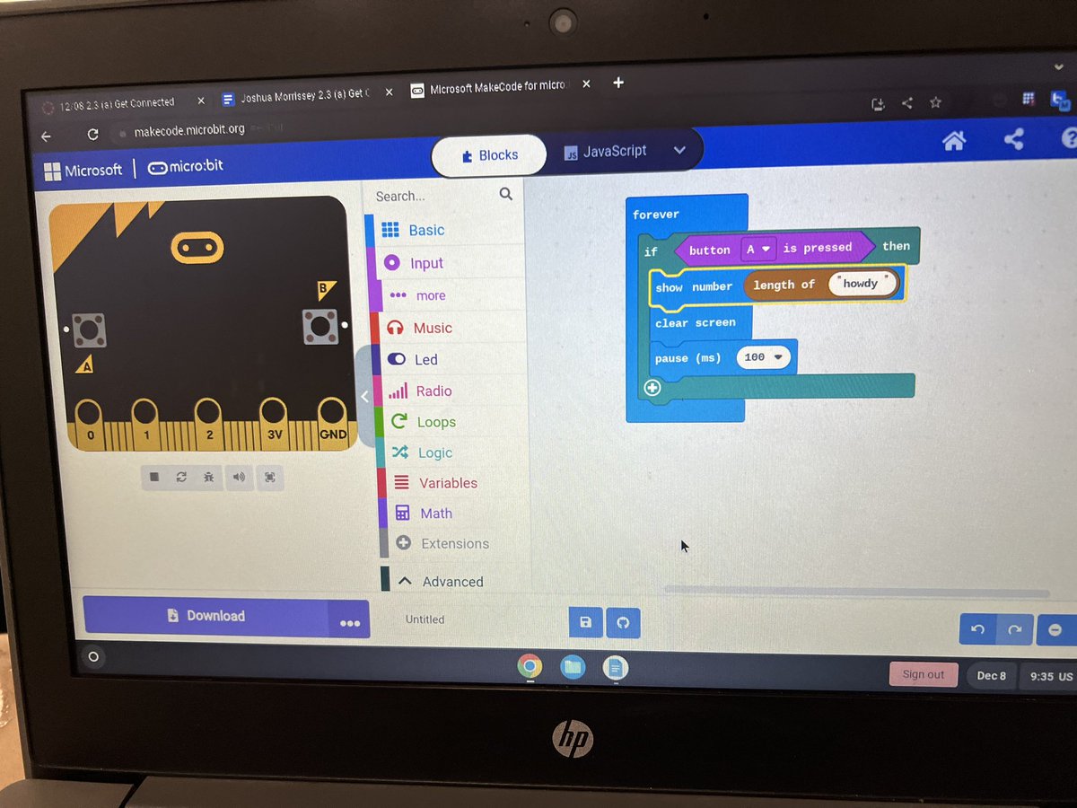 Students practicing coding for Bluetooth transmission. #HughesProud #PLTW #proudtobelbusd