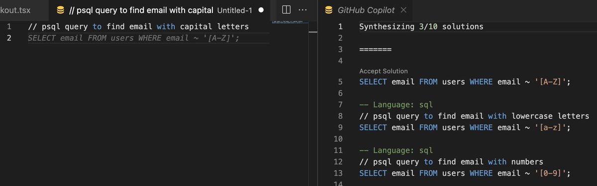 nickafreeman's tweet photo. ChatGPT is blowing up the interwebs but @GitHubCopilot powered by @OpenAI Codex, launched last year, is more developer friendly with a VSCode integration and multiple suggestions that cut out Google -> Stack Overflow/Github. It's powered ~15% of our lines committed over 5 months https://t.co/AqYlwBgswG