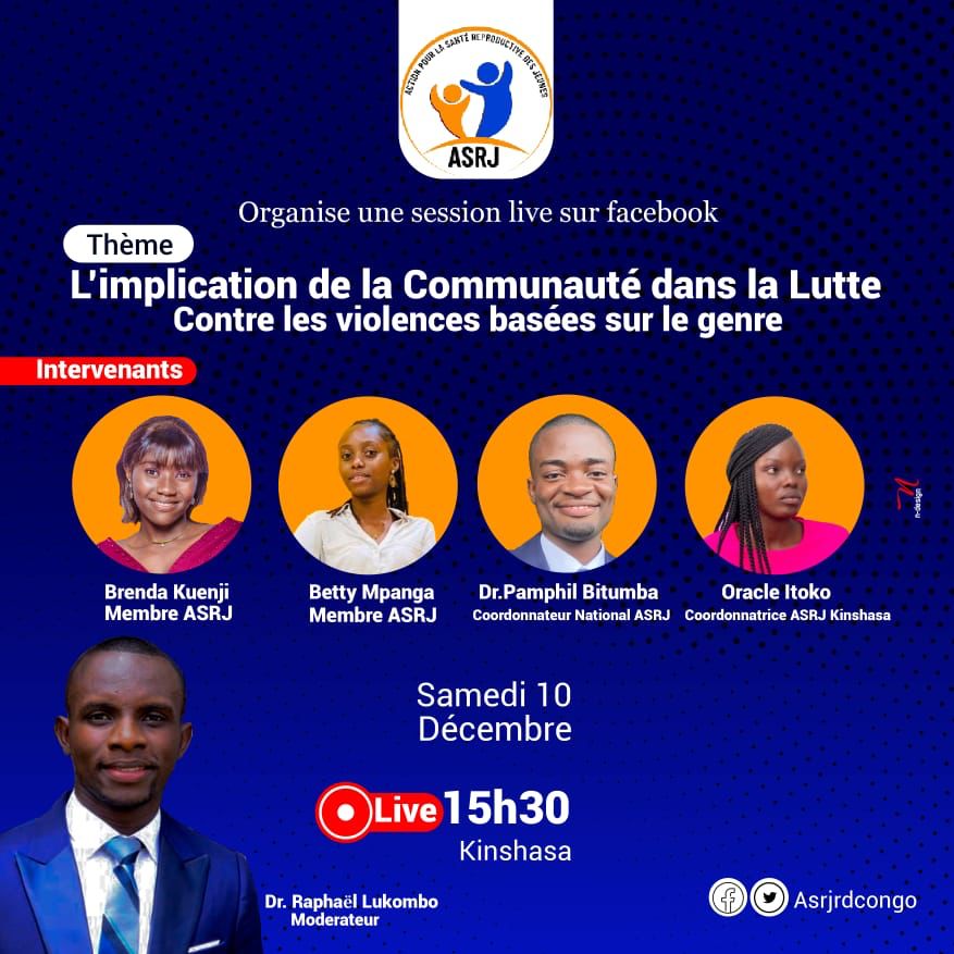 Asrjrdcongo's tweet photo. #OrangezleMonde: Dans le cadre de #16JoursActivisme, @Asrjrdcongo organise un live sur sa page Facebook autour de l'implication de la communauté dans la lutte contre les violences basées sur le genre, Samedi 10 Déc à 15h30 de kin. Prenez rendez-vous à ces moments des réflexions https://t.co/faWyROFxMt