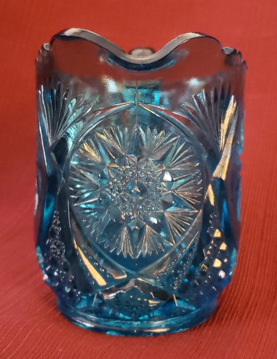atticesoterica's tweet photo. Vintage Unsigned Early American Pressed Glass Kemple Pattern Blue Creamer/Small Pitcher With Yutec Fan, Sawtooth Rim #EAPG #vintagekitchen https://t.co/TrpGJRJglm  #SmallPitcher https://t.co/AAJskei2pC