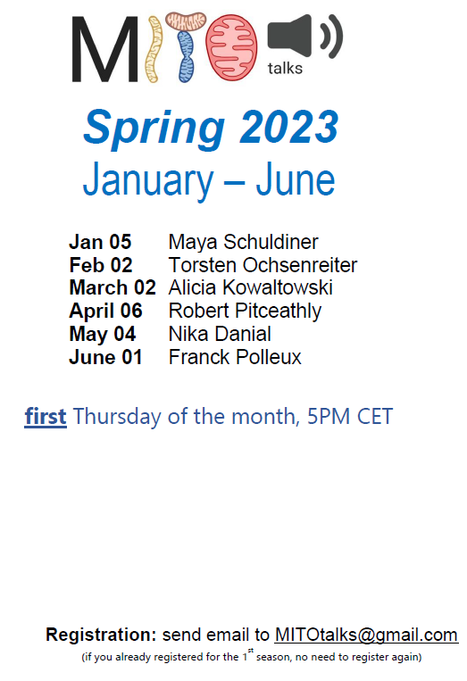 MITOtalks (@mitotalks) on Twitter photo T'is the season to...
announce our MITOtalk speakers for 2023!!!!
(Remember that we are now coordinating the MITOtalks with <a href="/UMDF/">United Mitochondrial Disease Foundation</a> to better serve the mitochondrial community, so keep an eye on their seminar series as well.)
Are you ready for this much MITOpower??? T'is the season to...
announce our MITOtalk speakers for 2023!!!!
(Remember that we are now coordinating the MITOtalks with <a href="/UMDF/">United Mitochondrial Disease Foundation</a> to better serve the mitochondrial community, so keep an eye on their seminar series as well.)
Are you ready for this much MITOpower???
