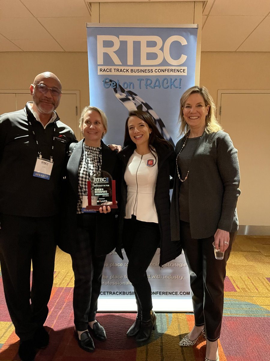 #Womeninmotorsportsna #WIMNA awarded the Innovation Award at #RTBC congratulations <a href="/BethParetta/">Beth Paretta</a> <a href="/LynStJames/">Lyn St. James</a> <a href="/rodreid9375/">Rod Reid</a> @FollowAndretti <a href="/ApolloGroupLaw/">Apollo Group Law</a>