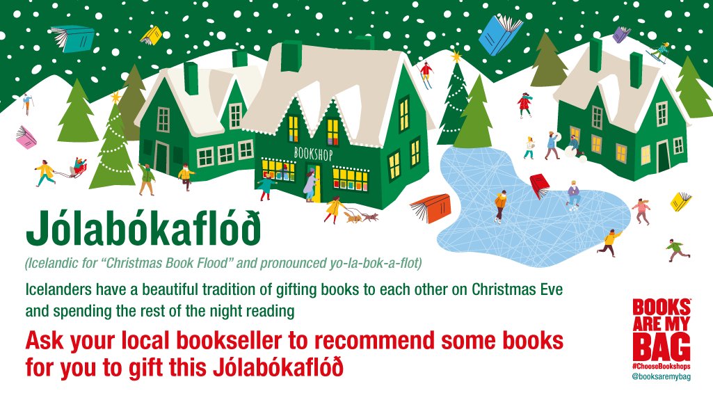 In case you didn't know, Jólabókaflóð is a book-gifting tradition in Iceland where loved ones gift each other books on Christmas Eve and spend the rest of the night reading. 
 
Ask your local bookseller to recommend some books for you to gift this year. 

#ChooseBookshops