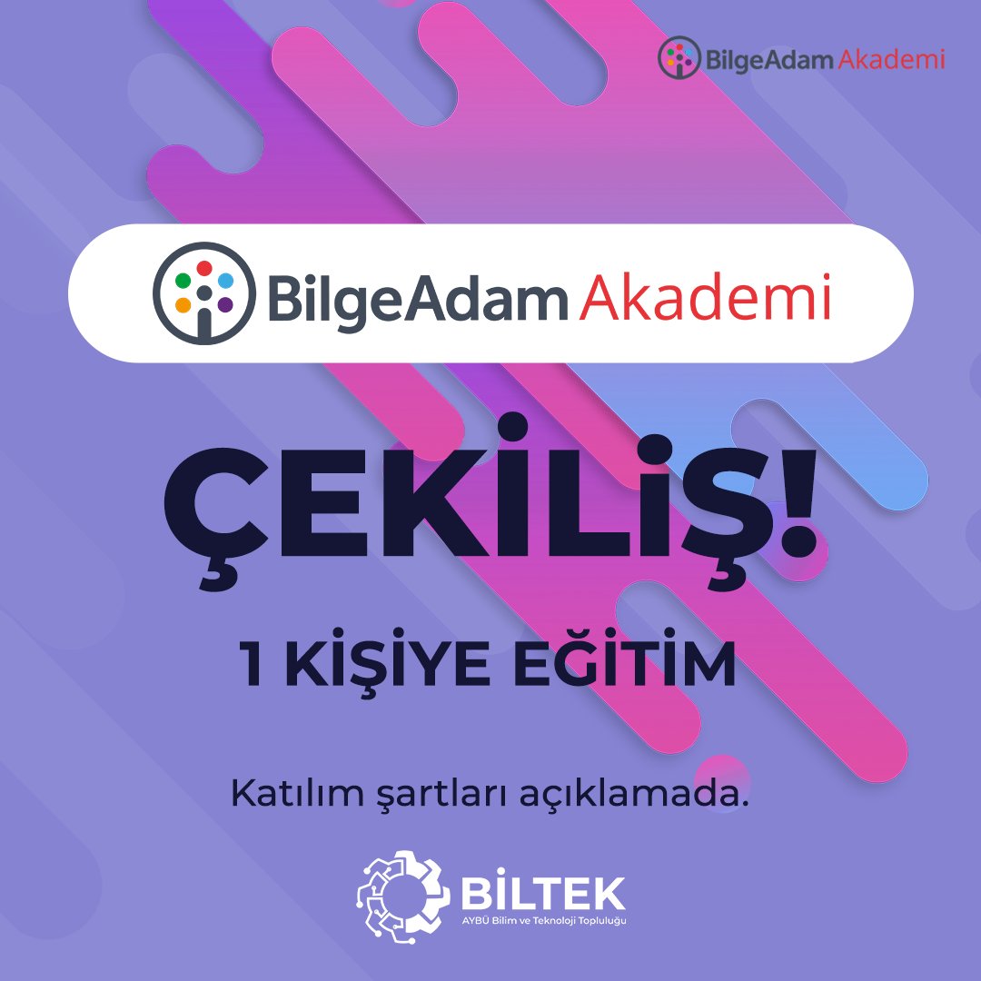 📢 <a href="/GaziCyber/">Gazi Cyber</a> ile birlikte düzenlediğimiz CyberTalk etkinliğimizin Ethical Hacking Eğitimi çekilişi sizlerle!

Çekilişe katılmak için;
📍instagram.com/p/Cl6qZBGDppB/…

#BİLTEK #ybu #aybü #çekiliş #bilgeadamakademi