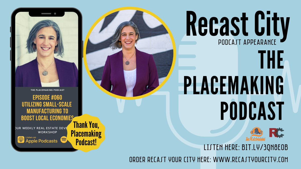 ilanapreuss's tweet photo. Loved talking to the @PlacemakingPod all about #RecastYourCity! Every week, the Placemaking Podcast discusses key topics of #realestate development with professionals from all facets of the #realestate development process. Tune in here: https://t.co/ZBs2J2TsIW

#podcast #makers https://t.co/YLLOQSxHkq