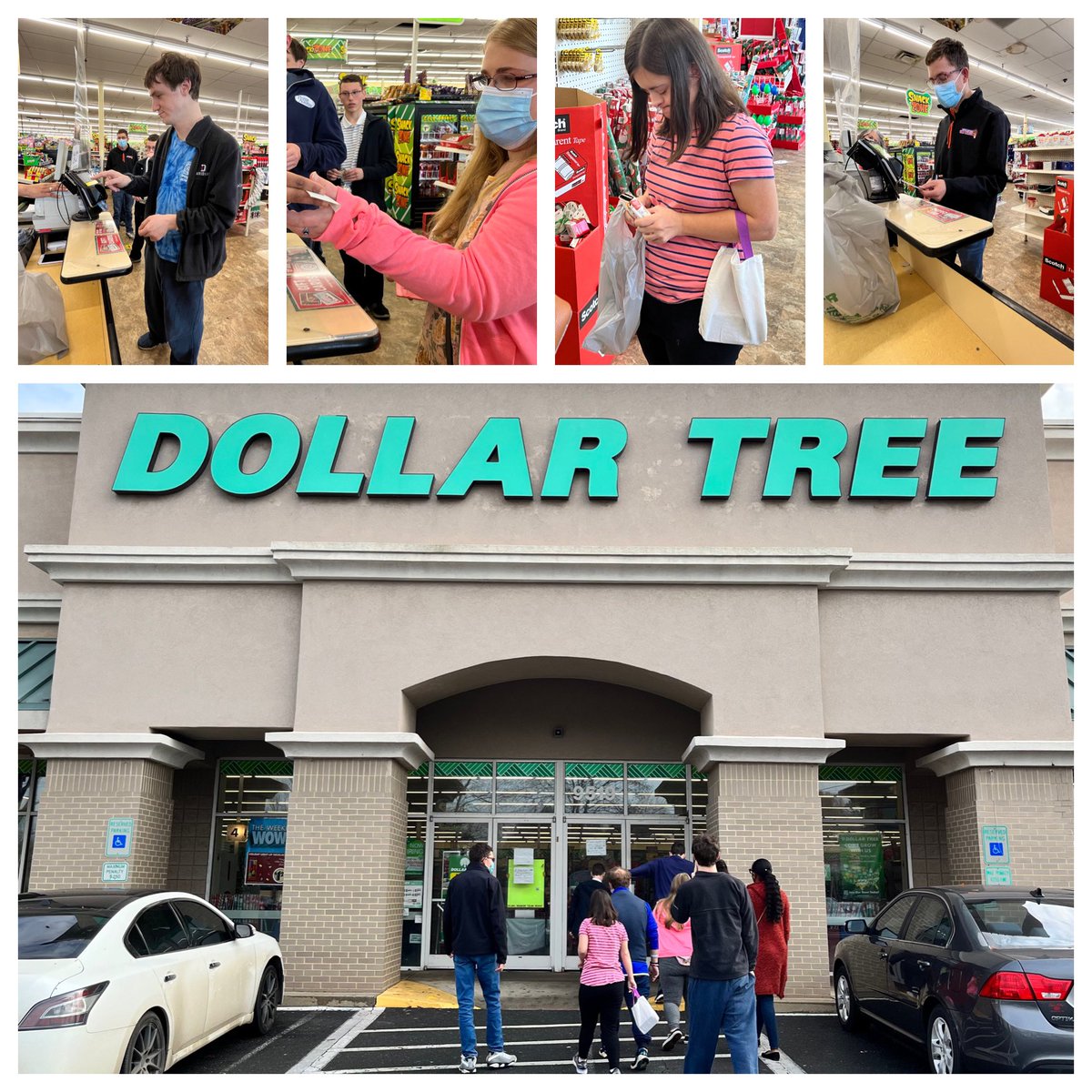 PhilipsAcadNC's tweet photo. Bridges Outing: Stop by @DollarTree for ornaments then monthly birthday lunch at @ChickfilA #social #money #reallearningforreallife #youngadult #community https://t.co/gvpicdaTG3