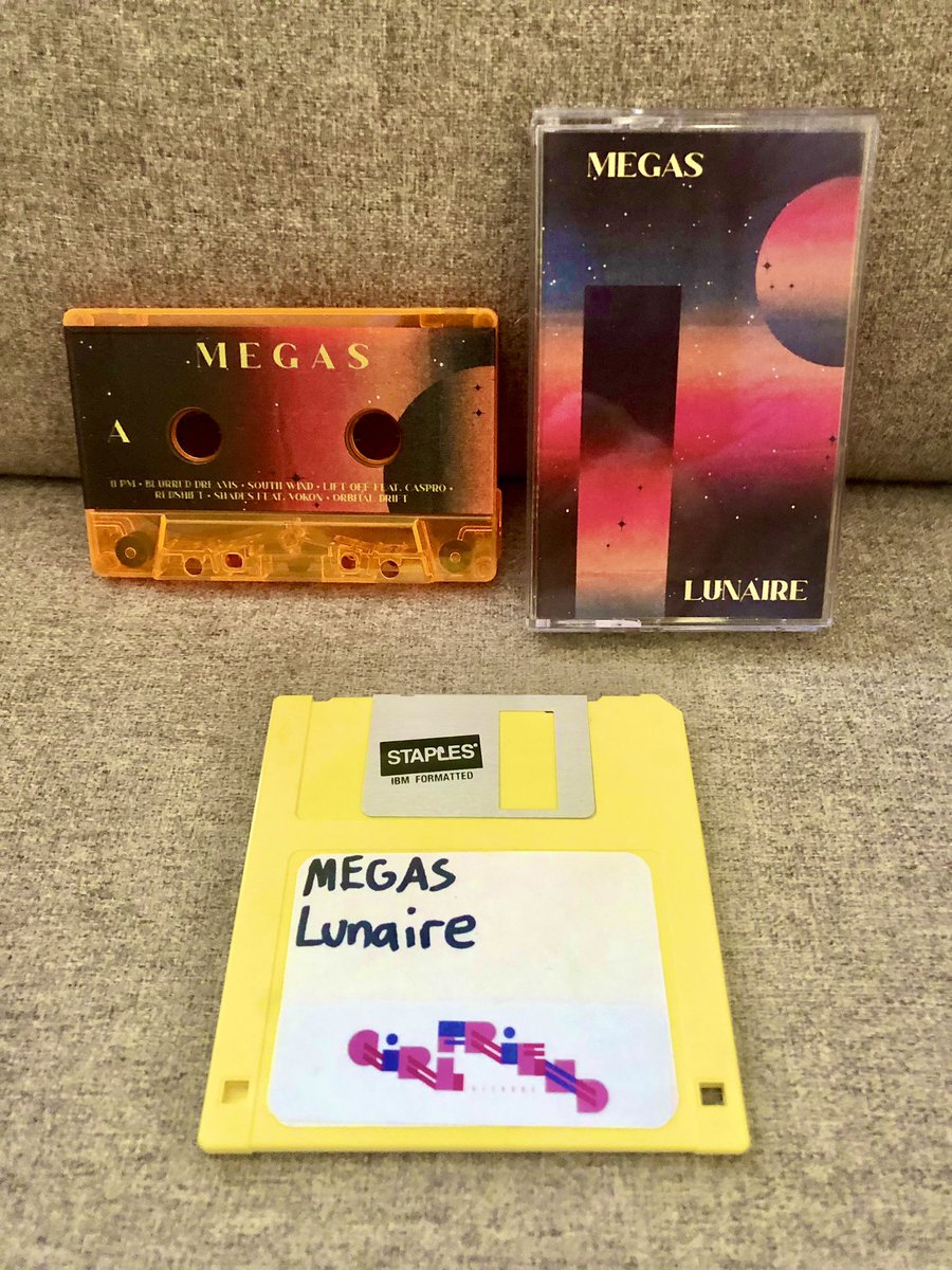 Ah, Lunaire 🌝 by <a href="/megasmusics/">MEGAS</a> … An album so good I bought it twice. Big thanks 🙏🏻 to @PSCoIIective and <a href="/GirlfriendRec/">Girlfriend Records</a> for bringing us these lovely physical copies! 🟧🟨

I have Orbital Drift on repeat now, and am enjoying the sensation of floating in space. ⭐️