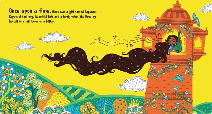 Look at Archana Sreenivasan's Rapunzel set in India, the art is so cute and colorful 