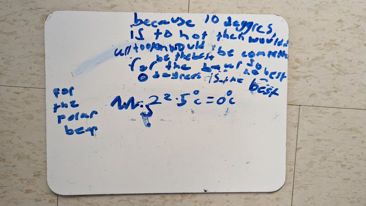 Day 4 of the #decembermathchallenge had us figuring out how much colder it needed to be in our classroom to make a polar bear feel comfortable. Students came up with great, reasonable answers and explanations! 
<a href="/TVDSBmath/">TVDSBmath</a> <a href="/tvdsbmathk8/">tvdsbmath</a> <a href="/WilfridJuryPS/">Wilfrid Jury PS</a>