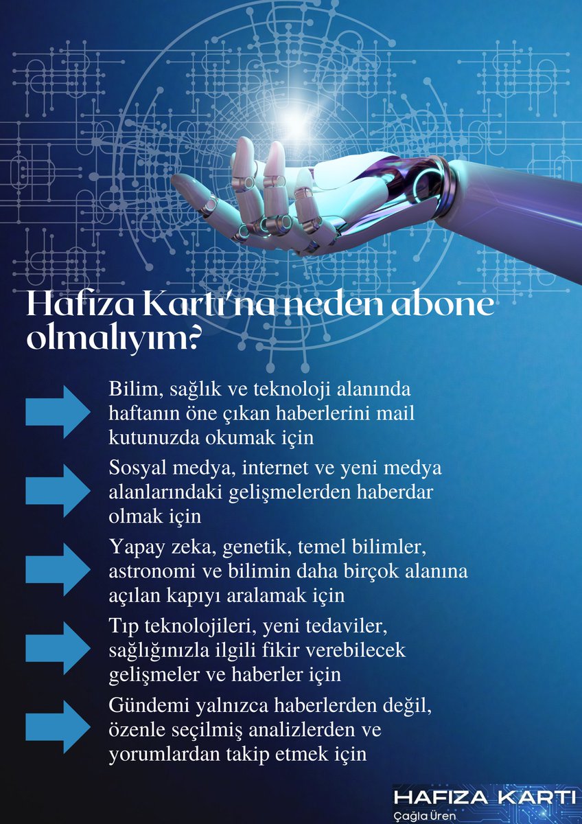 caglauren's tweet photo. Müjdeli haberim var! Haftanın bilim, teknoloji, dijital medya ve sağlık haberleri/analizlerini aktaracağım bir mail bültenine başlıyorum: Hafıza Kartı
@NewsLabTurkey  desteğiyle başladığım bülten her pazar, 9:00'da mailinizde.

(Ücretsiz) abone olmak için: https://t.co/bxlr2xPTAC https://t.co/jk2s8CRJaW