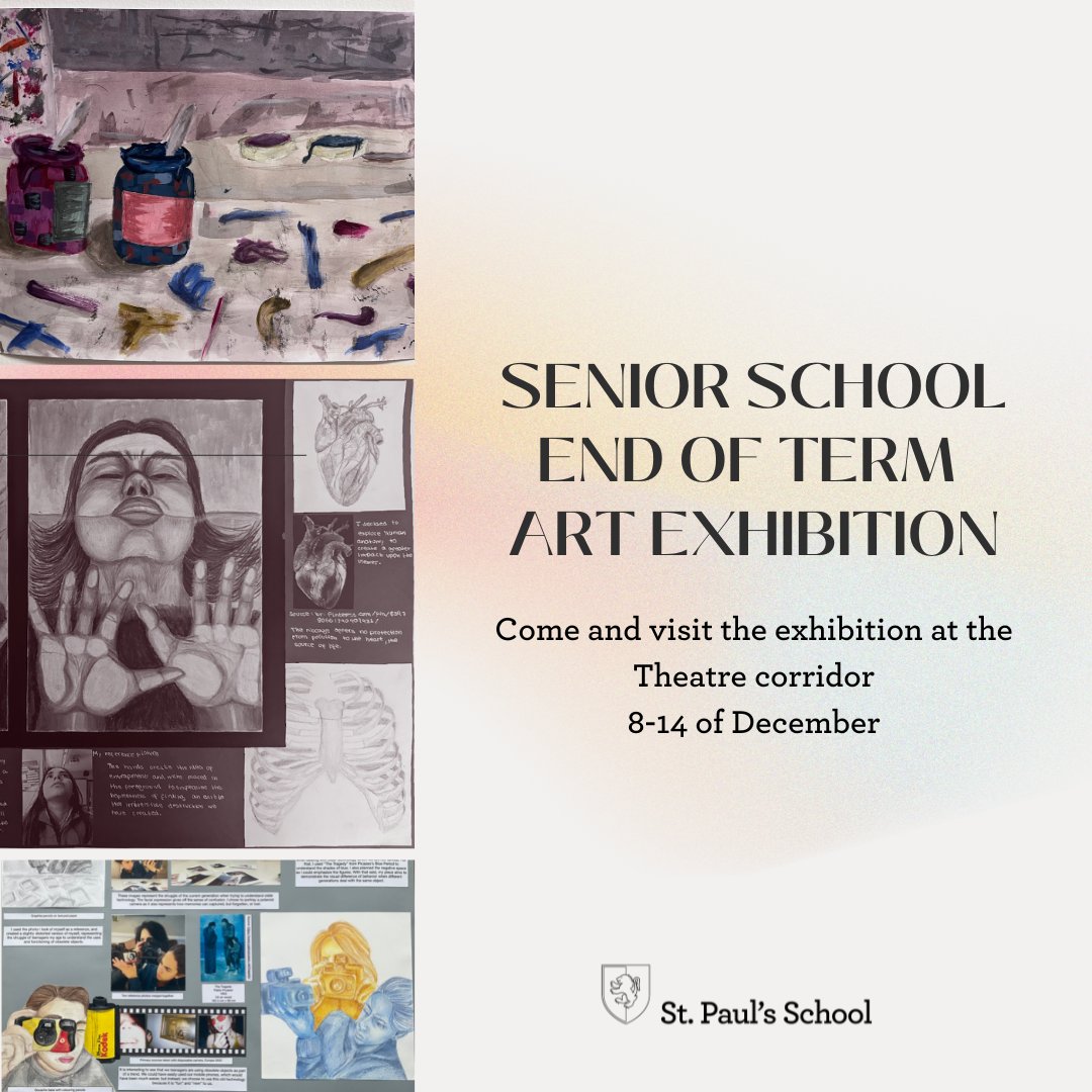 StPaulsSchoolSP's tweet photo. We invite all members of our community to visit the Senior School Art Exhibition. Check all the artworks at the Theatre corridor. We hope you enjoy them!
#stpaulsschoolsp #bepaulean https://t.co/1XZB2TGiRC
