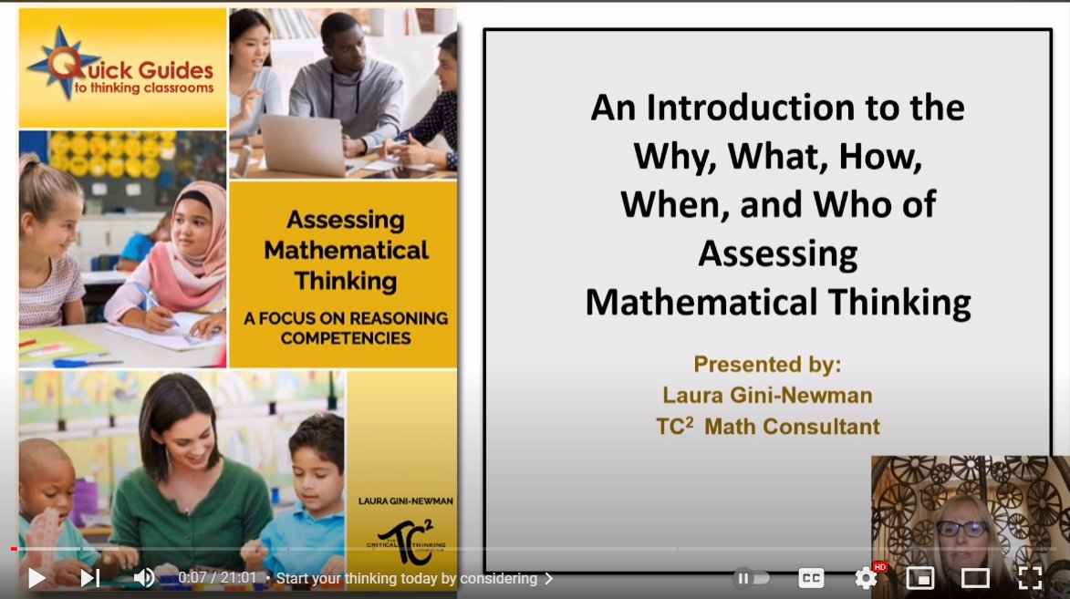 Why should you assess mathematical reasoning competencies? Learn more as Laura Gini-Newman introduces the “Why, What, How, When, and Who of Assessing Mathematical Thinking.” Watch youtu.be/gxz-PJ5Is90 Learn more tc2.ca/shop/assessing…
