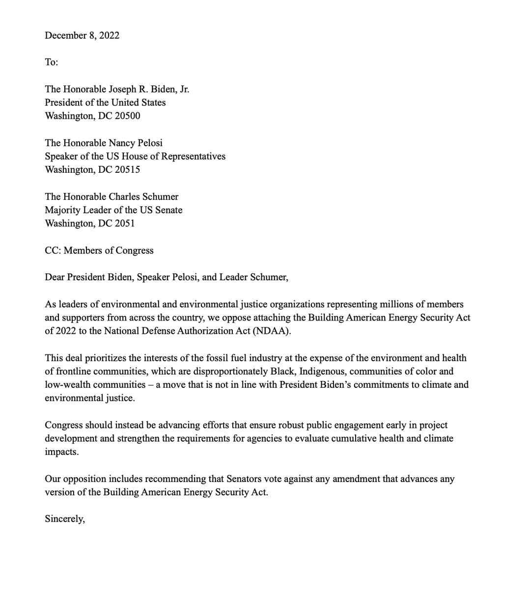 We just blocked @Sen_JoeManchin's #DirtyDeal from being included in House NDAA — so OF COURSE he turned around to try & include it in the Senate version 🙄 Manchin won't give up, so neither will we! EDs of 45+ orgs just sent this letter to ensure leadership stands strong.