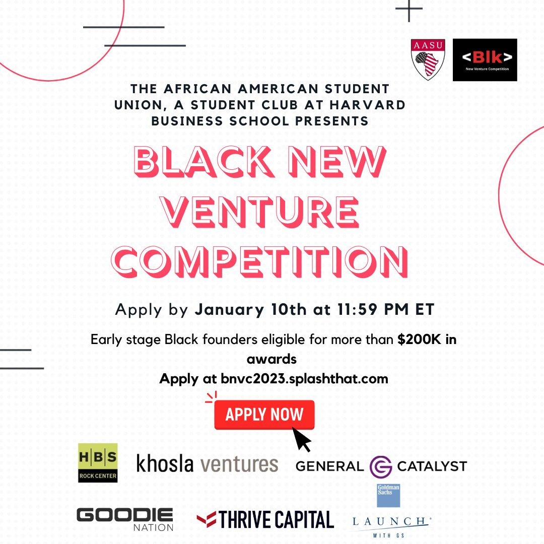 goodienation's tweet photo. 📣The 4th Annual Black New Venture Competition is now accepting applications.  Winners of this pitch competition will receive more than $200k in non-dilutive capital. 

Read that again, and then apply.

https://t.co/CE6CYlSBoR https://t.co/FUPMWKoZoq