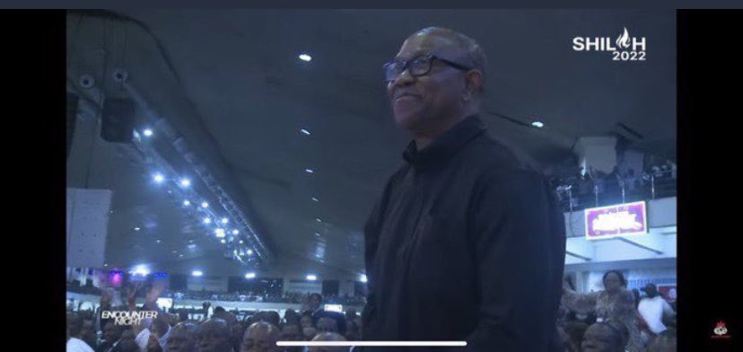 Yemi__Ajayi's tweet photo. Peter Obi at Shiloh again... you’d think we was this spiritual all along. Please visit celestial church so they can tell you that there’s no future for your presidential campaign. You need someone to tell you the truth. Stop embarrassing yourself. https://t.co/q1Eo94PnVV