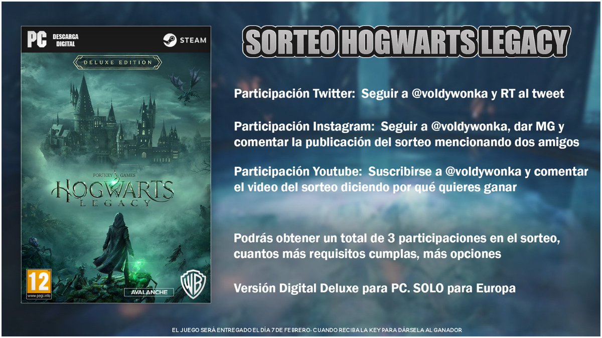 ⚡ SORTEO #HOGWARTSLEGACY EDICIÓN COLECCIONISTA (EUROPA) ⚡ 

Da RT a este tweet y sígueme para participar.

Para +Info y más participaciones mira la imagen y el vídeo.

➡️ youtu.be/NvKxEN5njRE