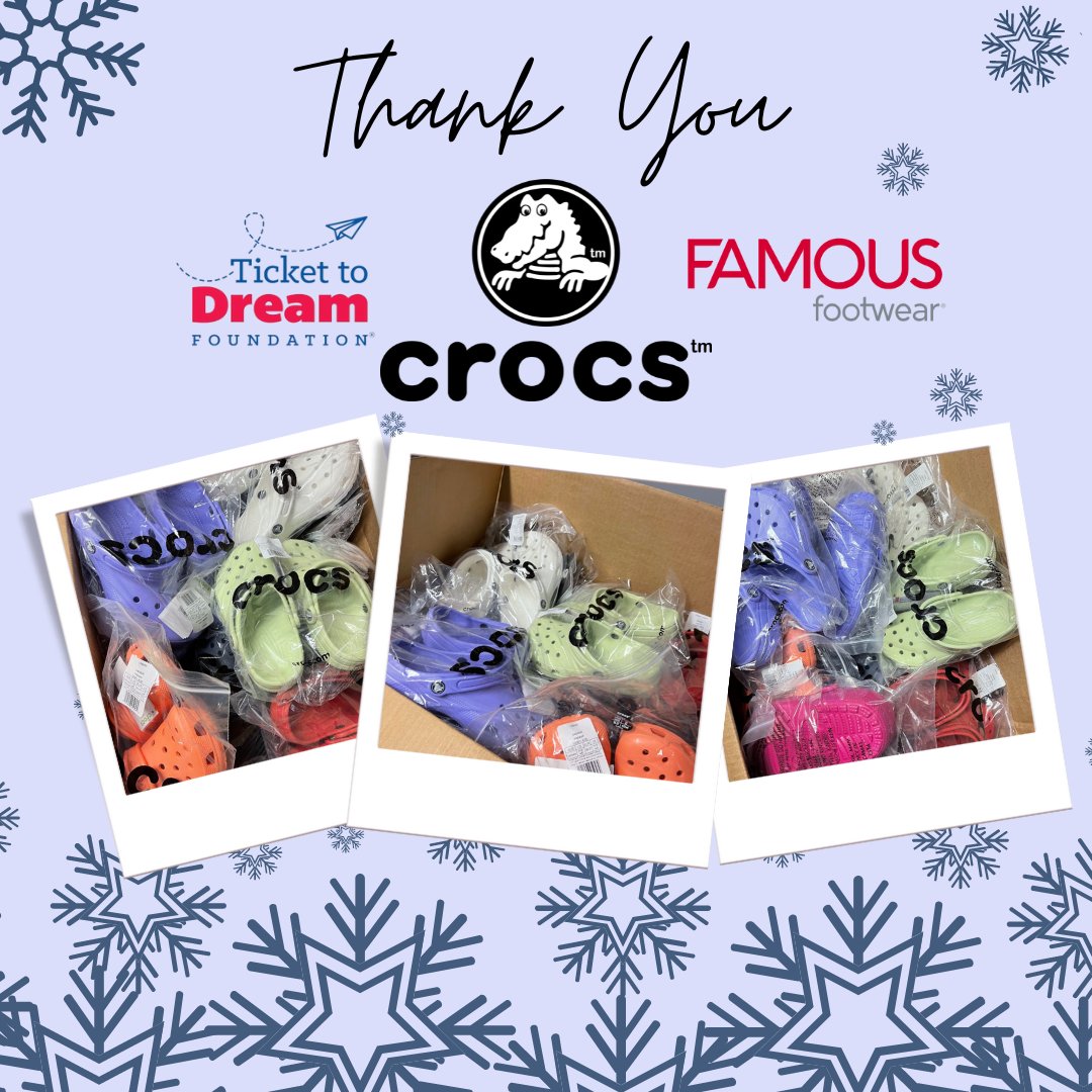 Looks like the holidays came early this year! Our youth will be so excited to receive brand-new #Crocs and socks this holiday season. Thank you, <a href="/FamousFootwear/">Famous Footwear</a>, <a href="/Crocs/">Crocs</a>, and <a href="/TicketToDream/">Ticket to Dream</a> for this amazing donation that will help our youth feel confident &amp; stylish!