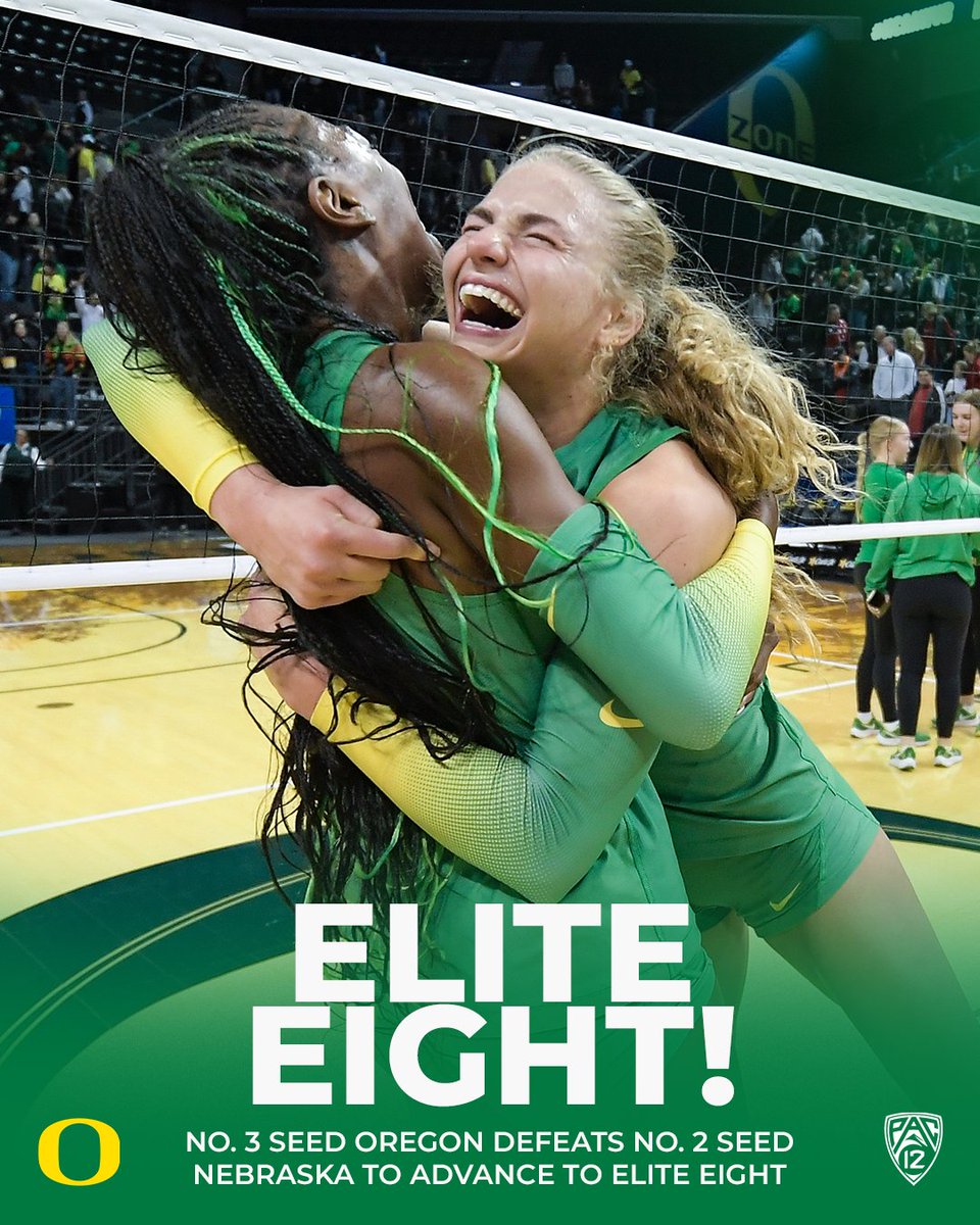 Ducks are 𝐄𝐋𝐈𝐓𝐄 🦆

<a href="/OregonVB/">Oregon Volleyball</a> downs Nebraska to advance to its third Regional Final in program history.

#BackThePac | #GoDucks