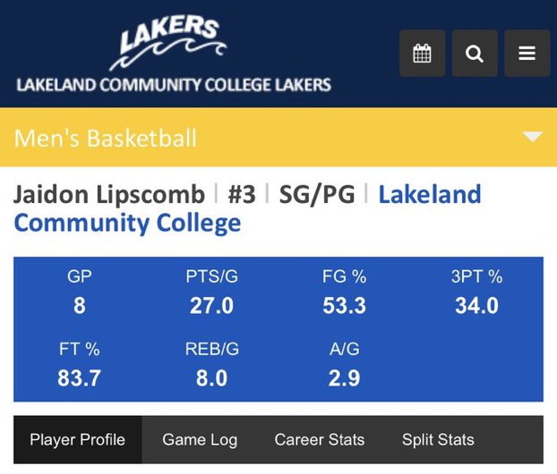 LakelandCCMBB's tweet photo. 27 points 
8 rebounds 
3 assist 
34% from 3
6’5 shooting guard sophomore is worth your time. DM or email me teskridge2@lakelandcc.edu https://t.co/MP26s8rsRa