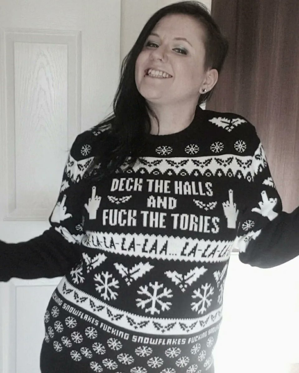 CharlieMarley93's tweet photo. Chuffed to bits with my @ToppleandBurn Christmas jumper! 😁

I love this one even more than last year's! 🖤 I will be alternating between this and last year's for the whole of December! 😄

#christmasjumper #toppleandburn #deckthehalls #fuckthetories #christmas2022 #festive https://t.co/kMFJaGn7dQ
