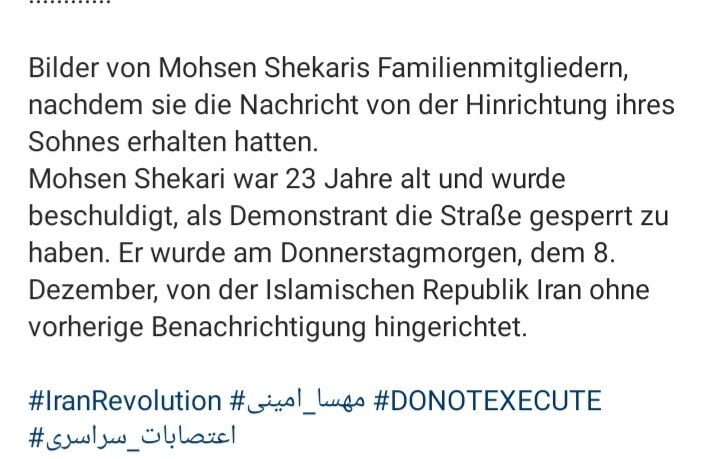 martina_welt's tweet photo. Ein Aufschrei, der die Seele 
und das Herz erschüttert.
#MohsenShekari  
#Iran
#Hingerichtet
#NenntIhreNamen https://t.co/rn7hGYKWfB