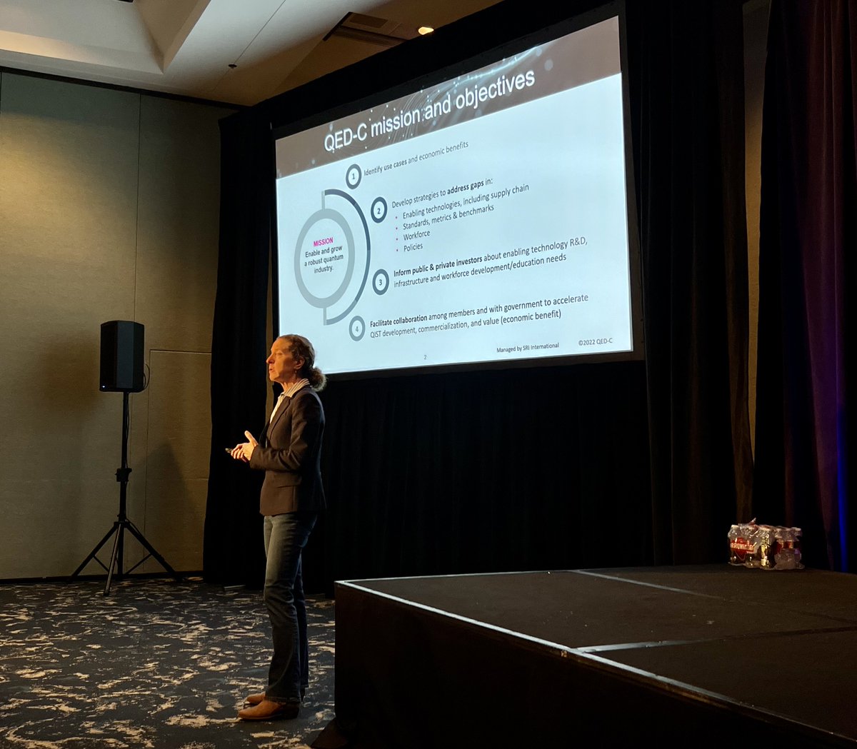 QC Ware (@qcware) on Twitter photo Dr. Celia Merzbacher lays out the vision of <a href="/The_QEDC/">Quantum Economic Development Consortium (QED-C)</a> and how it enables consortium members: 1. Identify #QuantumComputing use cases. 2. Develop strategies to address tech, workforce, and policy gaps. 3. Educate public and private investors. 4. Facilitate collaboration. #Q2B22SV Dr. Celia Merzbacher lays out the vision of <a href="/The_QEDC/">Quantum Economic Development Consortium (QED-C)</a> and how it enables consortium members: 1. Identify #QuantumComputing use cases. 2. Develop strategies to address tech, workforce, and policy gaps. 3. Educate public and private investors. 4. Facilitate collaboration. #Q2B22SV