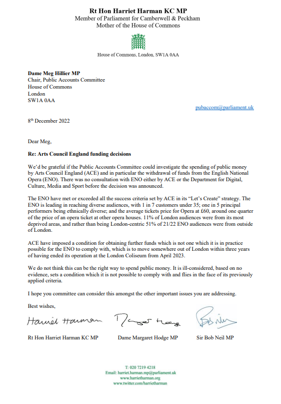 I, @margarethodge & @neill_bob refer @ace_national for scrutiny by @CommonsPAC. @ace_national decision to close @E_N_O with no consultation or evidence is no way to deal with public money. Our letter to @CommonsPAC 👇