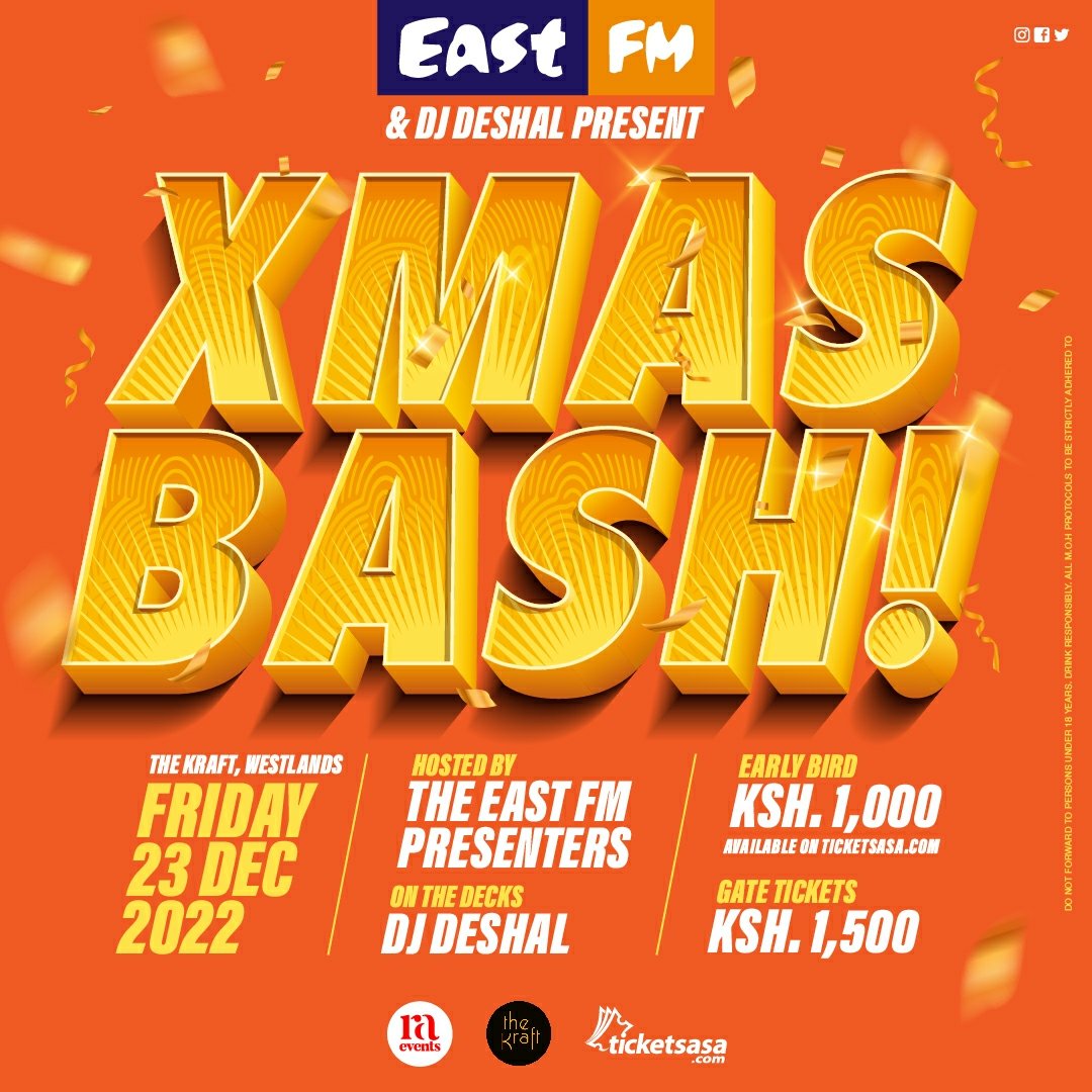 East FM Kenya (@eastfmkenya) on Twitter photo Is your December Decembering yet? 😅
Chill with your favourite East FM presenters at the Xmas bash, a night of Bhangra, Bollywood hits, Afro beats and 90's with Dj Deshal at <a href="/thekraftnairobi/">The Kraft Nairobi</a>
Tickets 👉 ticketsasa.com/events/eventde…
Powered by <a href="/RAEventsKe/">Radio Africa Events</a>
#RadioAfricaEvents Is your December Decembering yet? 😅
Chill with your favourite East FM presenters at the Xmas bash, a night of Bhangra, Bollywood hits, Afro beats and 90's with Dj Deshal at <a href="/thekraftnairobi/">The Kraft Nairobi</a>
Tickets 👉 ticketsasa.com/events/eventde…
Powered by <a href="/RAEventsKe/">Radio Africa Events</a>
#RadioAfricaEvents
