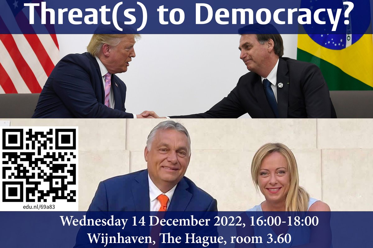LUCIR (@lucirleiden) on Twitter photo "Threat(s) to Democracy". A discussion on the 2022 elections in Brazil, Hungary, Italy, and the USA with <a href="/ErikBaehre/">Erik Bähre</a>, Ferenc Laczó, <a href="/LuanaRusso_UM/">Luana Russo 🇮🇹🇧🇪🇳🇱</a>, <a href="/jjmorgan101/">jessie morgan-owens</a>.
Join us next week Wednesday, Dec 14, 16:00-18:00, #Wijnhaven <a href="/UniLeiden/">Universiteit Leiden</a>.
universiteitleiden.nl/en/events/2022… "Threat(s) to Democracy". A discussion on the 2022 elections in Brazil, Hungary, Italy, and the USA with <a href="/ErikBaehre/">Erik Bähre</a>, Ferenc Laczó, <a href="/LuanaRusso_UM/">Luana Russo 🇮🇹🇧🇪🇳🇱</a>, <a href="/jjmorgan101/">jessie morgan-owens</a>.
Join us next week Wednesday, Dec 14, 16:00-18:00, #Wijnhaven <a href="/UniLeiden/">Universiteit Leiden</a>.
universiteitleiden.nl/en/events/2022…