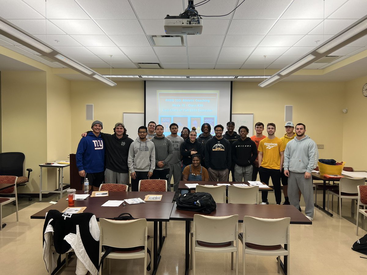 RonSiersJr's tweet photo. Our final #PHEC 330: Athletic Coaching class of the semester this morning @SalisburyU  brings to a close the Fall 2022 semester. Wishing all of our students success, as they continue on their coaching and learning journey in life! @lahenry96 @PresidentLepre @CoachB_ABCA https://t.co/wHvOkrijzJ