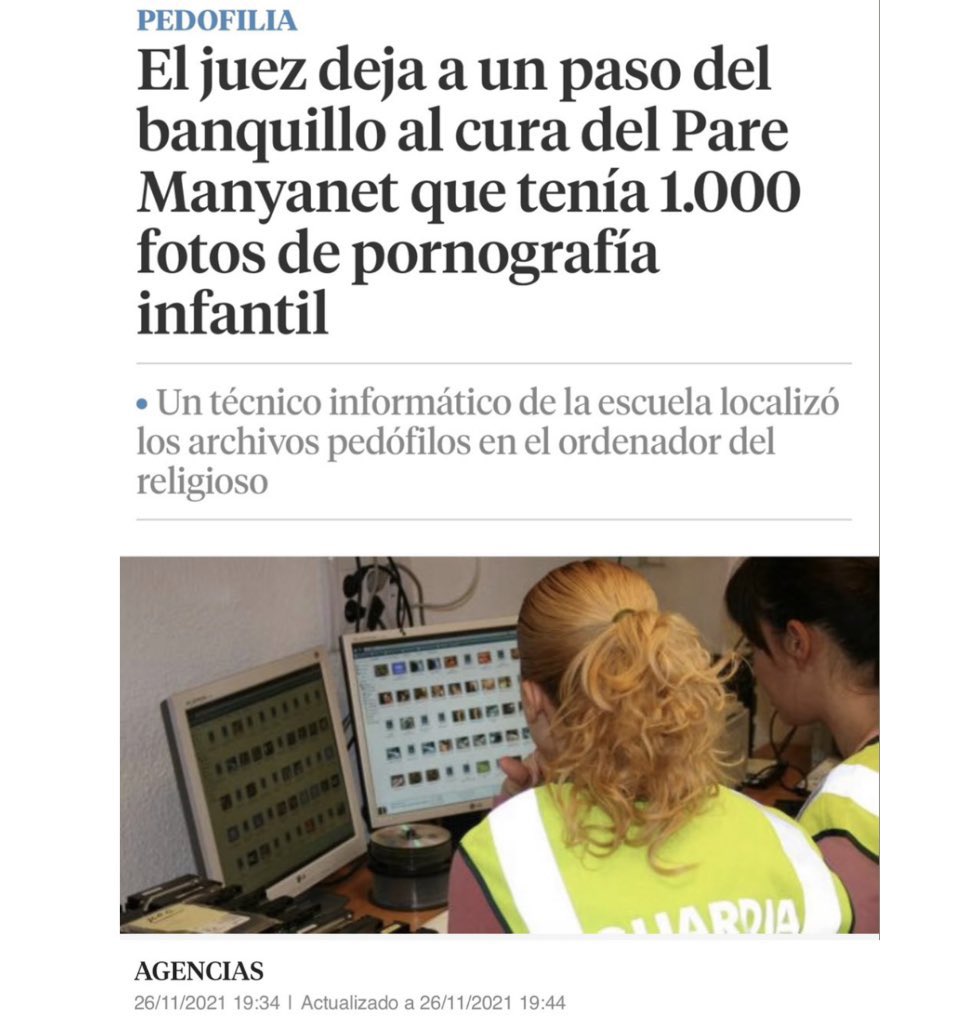 JMporKiraLopez's tweet photo. ¿Se ha juzgado y encarcelado ya al pedófilo del Manyanet J. Calvet o sigue libre viviendo en una residencia contigua a un centro escolar con menores? Hace más de un año que se confirmó el delito @europapress @EFEnoticias @LaVanguardia @elperiodico https://t.co/lFuXhNY6Kf