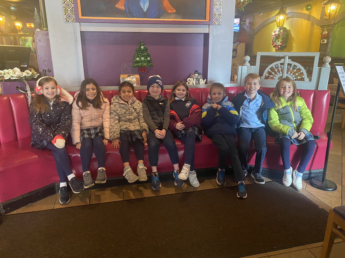 Second Graders who signed up in the auction to go to lunch with their teachers today! They had a great day!