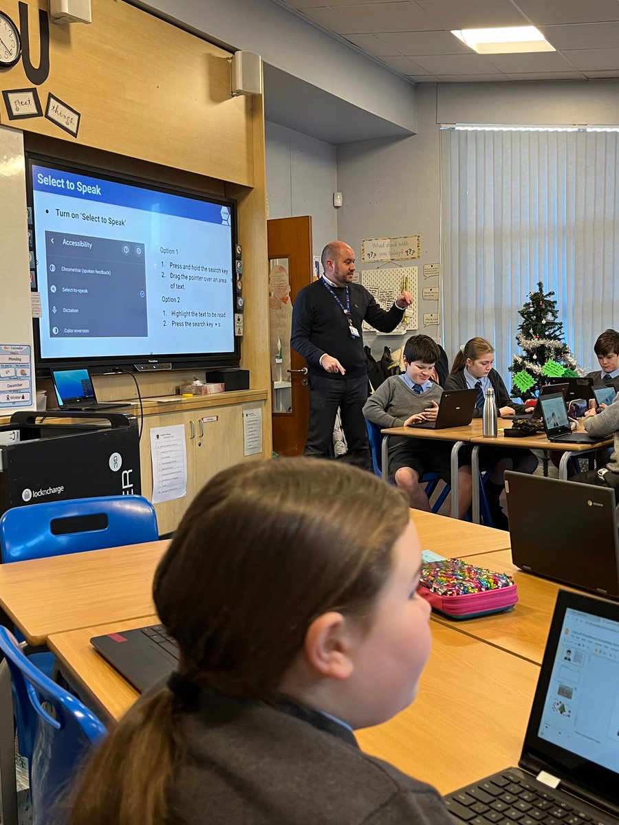 StJosephsERC's tweet photo. Thanks @_jonathanhull for the fantastic practical input on some of the different accessibility features on chromebooks. P7a really enjoyed it and can’t wait to put the skills into practise. @DigiSchoolsERC https://t.co/jchesk1oYp