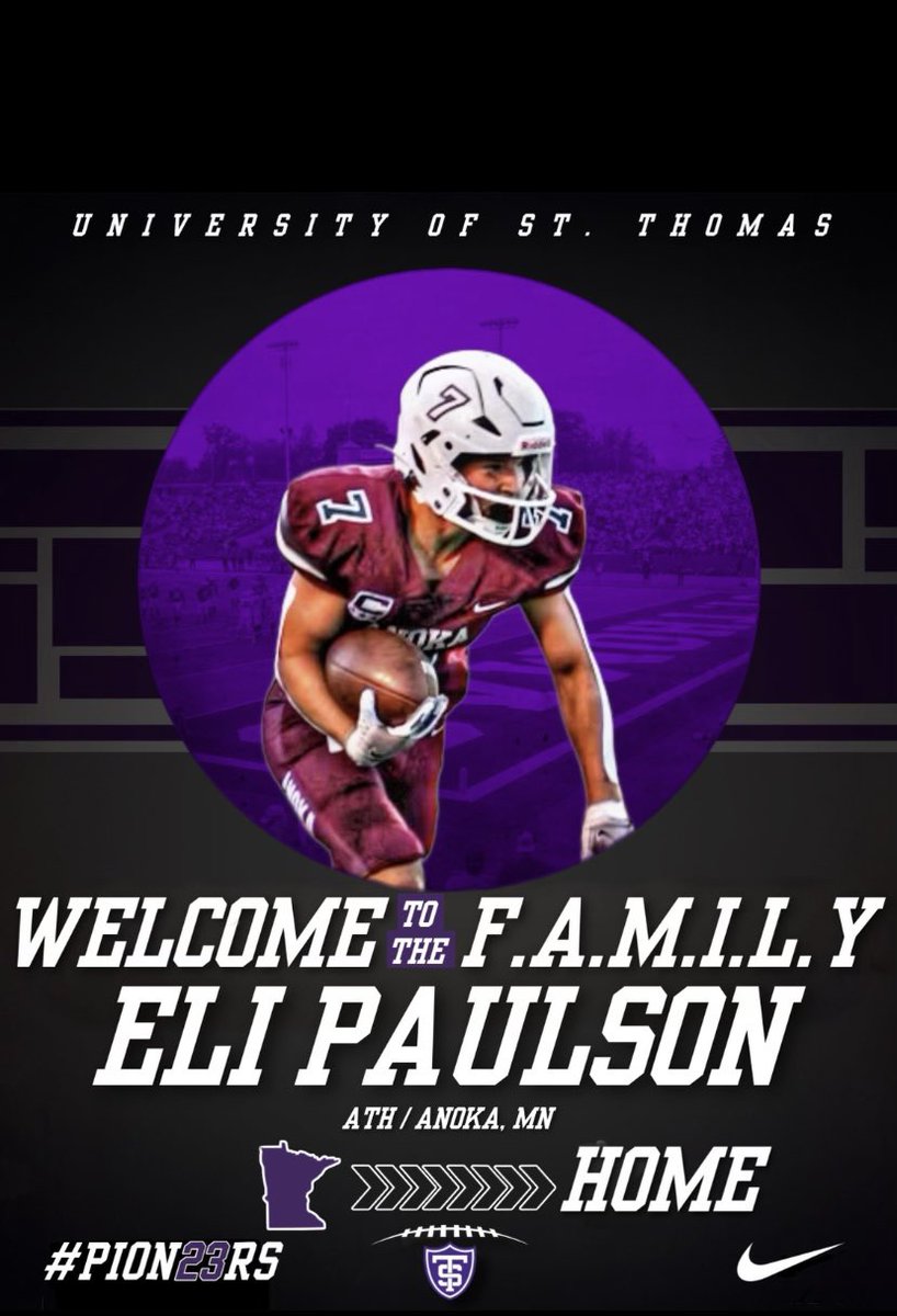 Eli Paulson (@elipaulson1) on Twitter photo #AGTG excited to announce my commitment to play football for the University Of St. Thomas. <a href="/Coach_Caruso/">Coach Glenn Caruso</a> <a href="/kuchinski8/">Wallie Kuchinski</a> <a href="/UST_Football/">St. Thomas Football</a> <a href="/CoachBo2/">Bo Wasurick</a> <a href="/TreyDelamarter/">Trey Delamarter</a> <a href="/bsieben3/">Ben Sieben</a> #AGTG excited to announce my commitment to play football for the University Of St. Thomas. <a href="/Coach_Caruso/">Coach Glenn Caruso</a> <a href="/kuchinski8/">Wallie Kuchinski</a> <a href="/UST_Football/">St. Thomas Football</a> <a href="/CoachBo2/">Bo Wasurick</a> <a href="/TreyDelamarter/">Trey Delamarter</a> <a href="/bsieben3/">Ben Sieben</a>