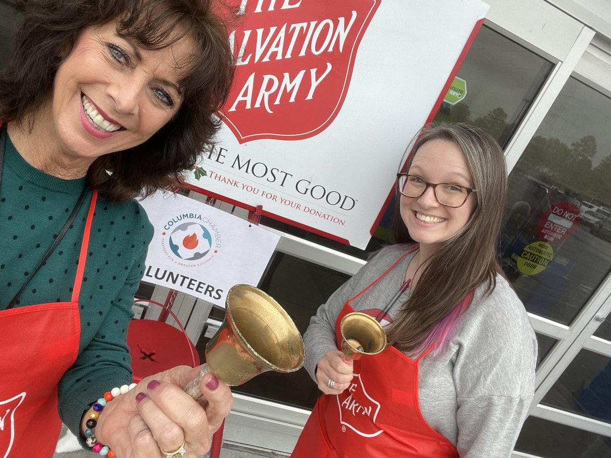 Meeting the community and ringing the bells to support the programs of <a href="/SalArmyMidlands/">SalvationArmyMidland</a> on behalf of the <a href="/ColaChamber/">Columbia Chamber</a>