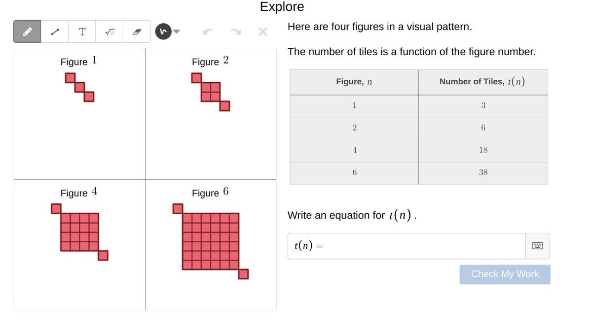MrCorleyMath's tweet image. Started exploring function with my Algebra 1 students using the @desmosclassroom curriculum.  Found a hidden nugget of #visualpatterns too!  Amazing lesson design. #iteachmath @Amplify