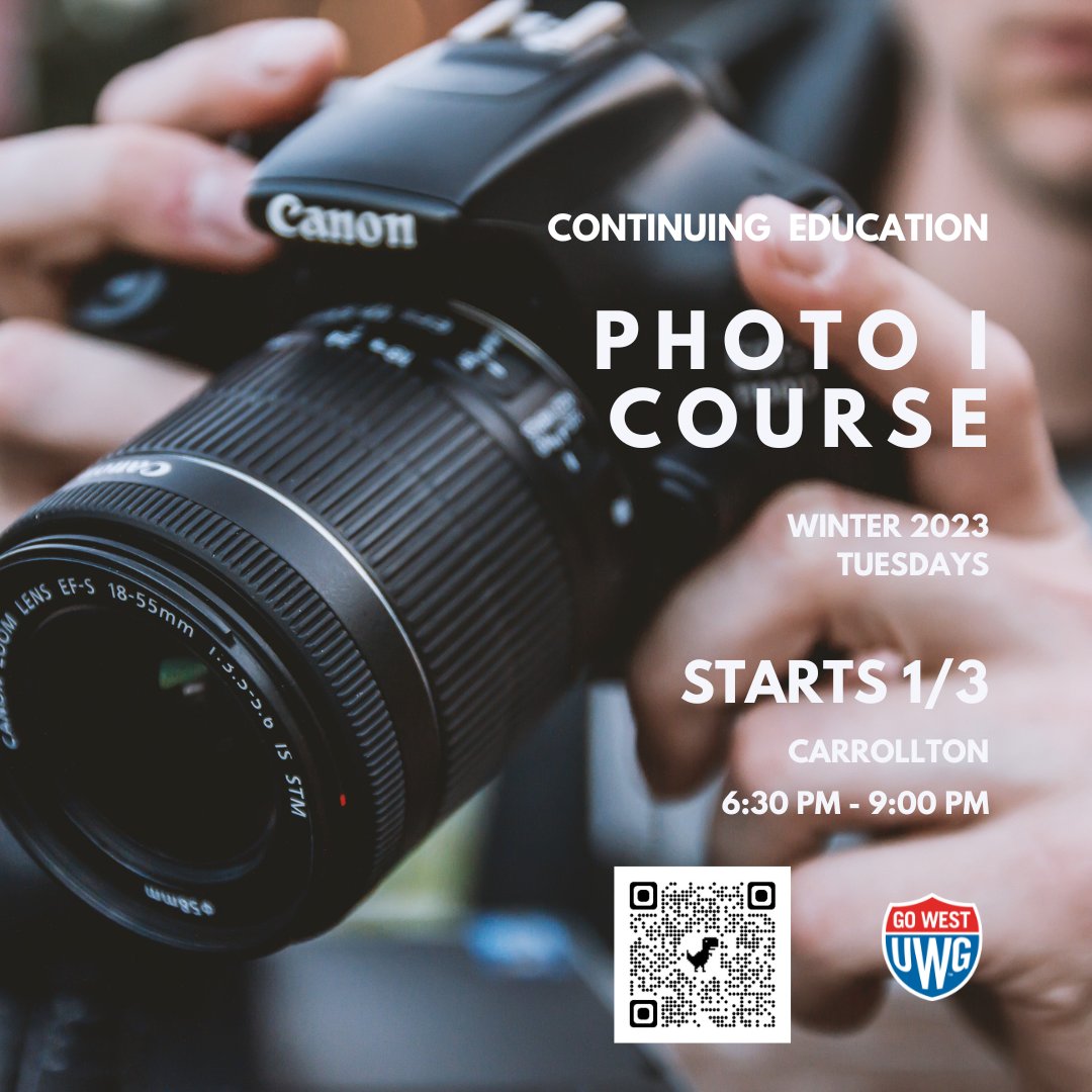 UWGContinuingEd's tweet photo. Learn to take better digital photos with Instructor Steven Broome this Spring. Photography I: Getting the Most from your DSLR and Mirrorless Camera Course meets Tuesdays, from 6:30-9:00 PM, starting 1/3 at UWG Carrollton. https://t.co/oSVMf64pyD https://t.co/KnFSuidMz1