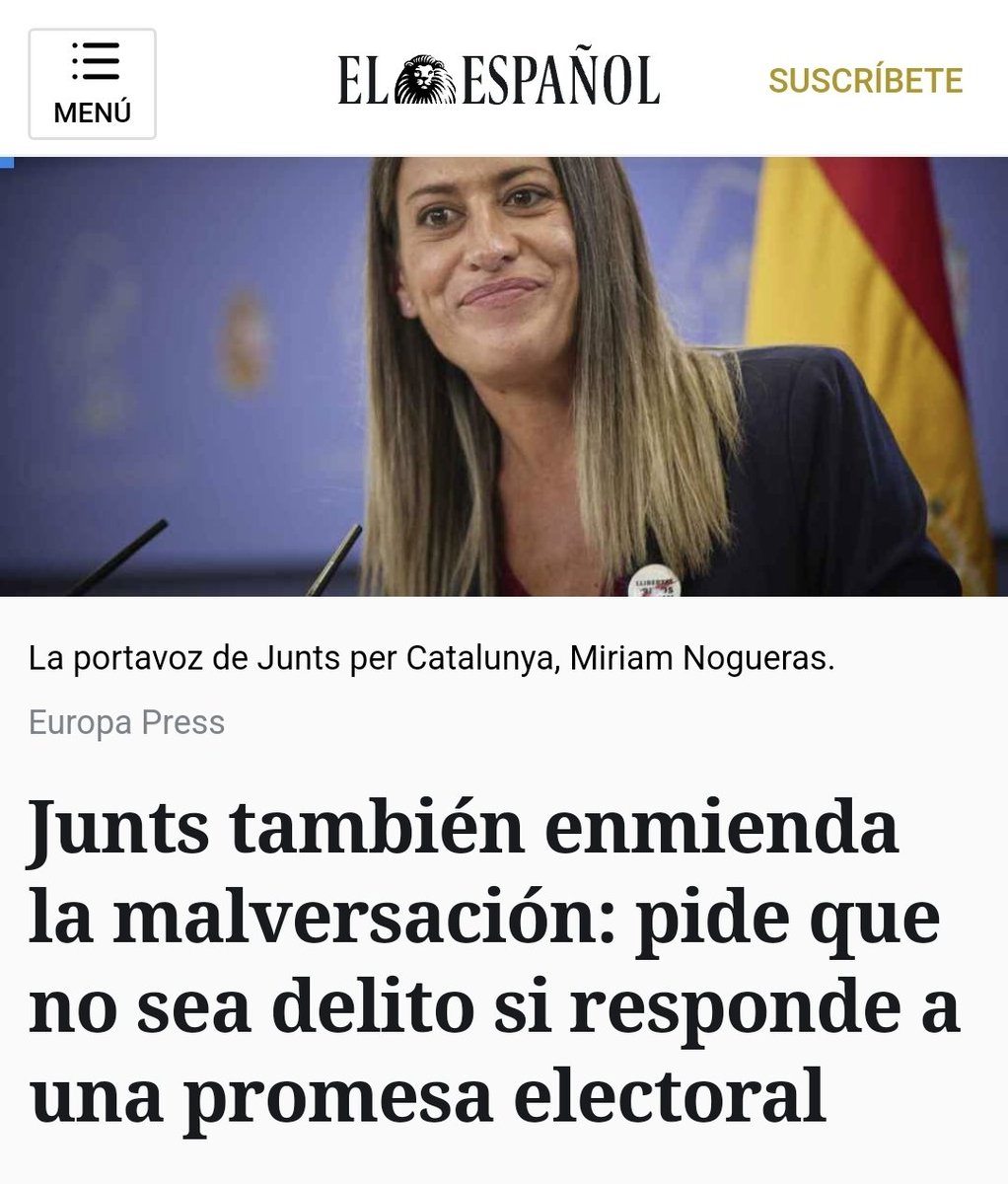 Robar no sería delito si es promesa electoral. Alucinante. Que los separatistas digan estas cosas demuestra que no respetan ni entienden la democracia. Y que no provoquen escándalo confirma que Sánchez y Podemos están consiguiendo que la mayoría de españoles trague con casi todo.